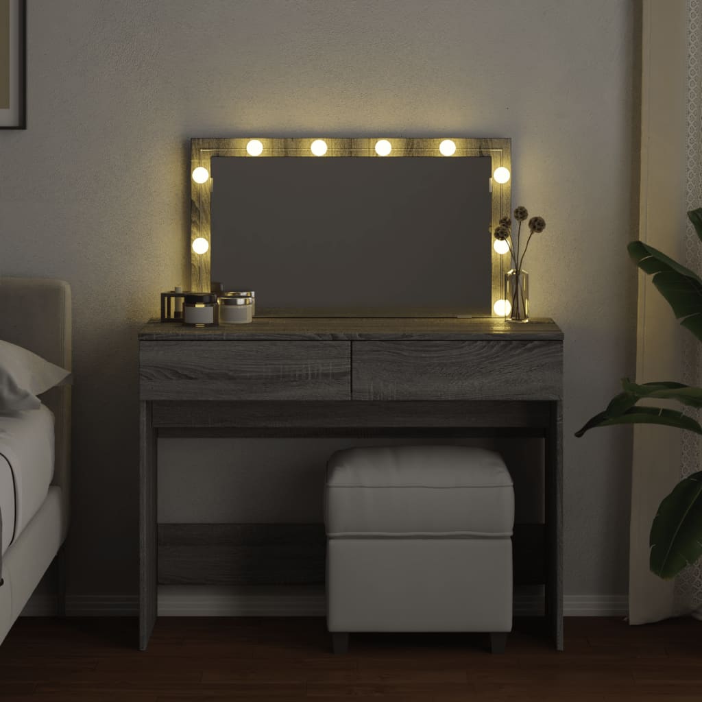 Kaptafel met LED-verlichting 100x40x120 cm grijs sonoma is nu te koop bij PeponiXL, paradijselijk wonen!