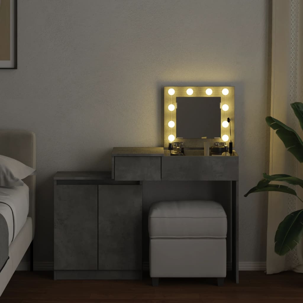 Kaptafel met LED 115x37x110,5 cm betongrijs is nu te koop bij PeponiXL, paradijselijk wonen!