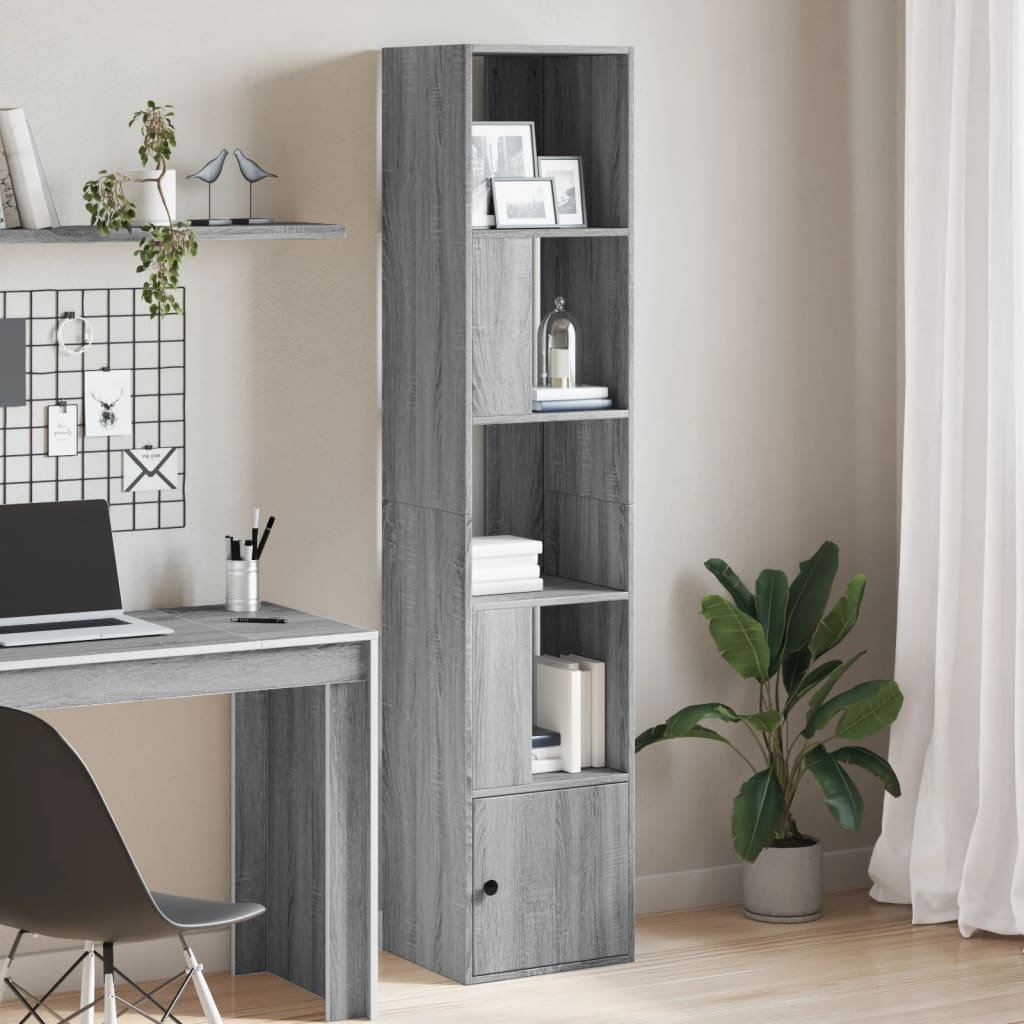 Boekenkast 40x36x189 cm bewerkt hout grijs sonoma eikenkleurig is nu te koop bij PeponiXL, paradijselijk wonen!