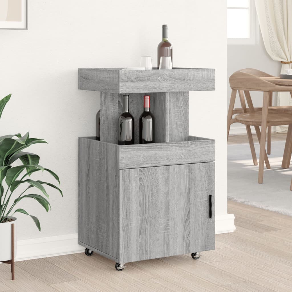 Drankkar 50x41x89 cm bewerkt hout grijs sonoma eikenkleurig is nu te koop bij PeponiXL, paradijselijk wonen!