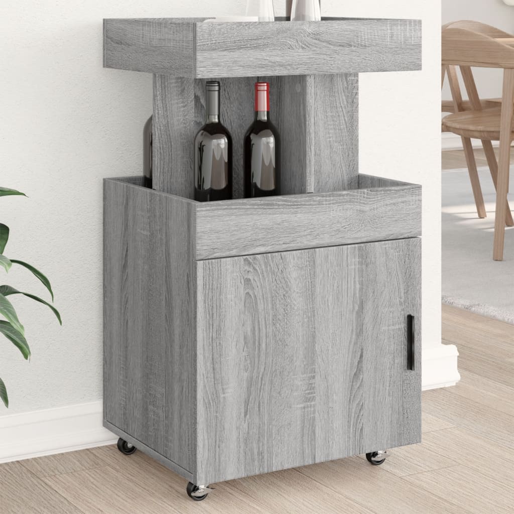 Drankkar 50x41x89 cm bewerkt hout grijs sonoma eikenkleurig is nu te koop bij PeponiXL, paradijselijk wonen!