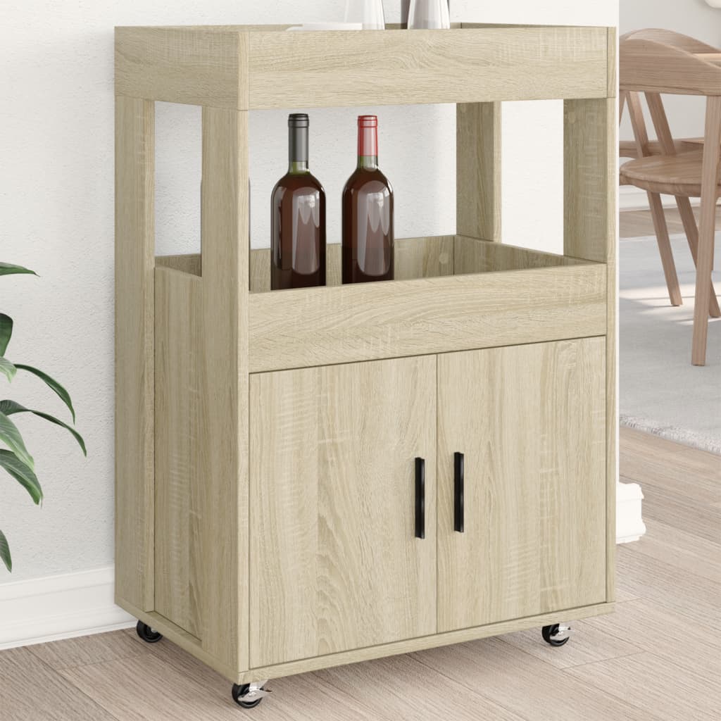 Drankkar 60x39,5x89 cm bewerkt hout sonoma eikenkleurig is nu te koop bij PeponiXL, paradijselijk wonen!