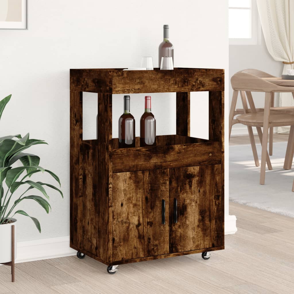 Drankkar 60x39,5x89 cm bewerkt hout gerookt eikenkleurig is nu te koop bij PeponiXL, paradijselijk wonen!