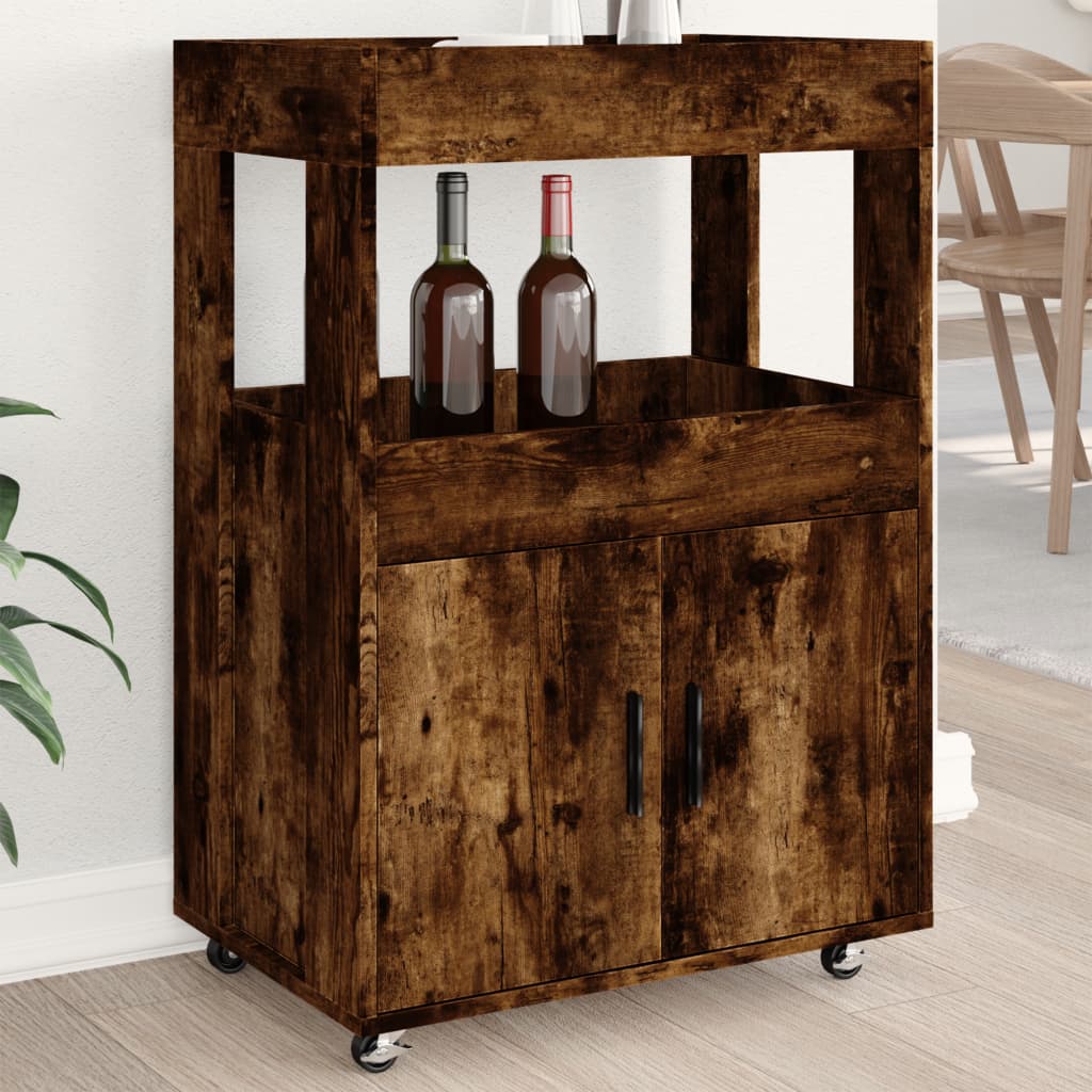 Drankkar 60x39,5x89 cm bewerkt hout gerookt eikenkleurig is nu te koop bij PeponiXL, paradijselijk wonen!
