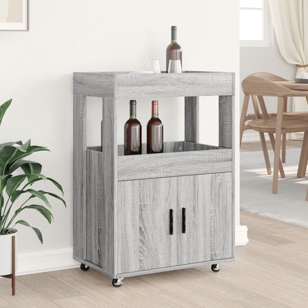 Drankkar 60x39,5x89 cm bewerkt hout grijs sonoma eikenkleurig is nu te koop bij PeponiXL, paradijselijk wonen!