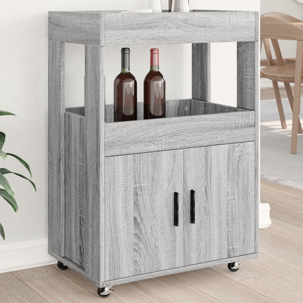 Drankkar 60x39,5x89 cm bewerkt hout grijs sonoma eikenkleurig is nu te koop bij PeponiXL, paradijselijk wonen!