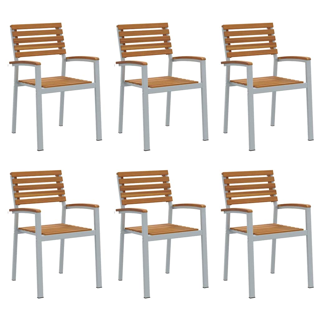 Tuinstoel 6 pcs Bruin 56 x 57 x 87 cm Massief Acaciahout is nu te koop bij PeponiXL, paradijselijk wonen!