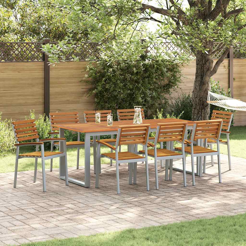 Tuinstoel 8 pcs Bruin 56 x 57 x 87 cm Massief Acaciahout is nu te koop bij PeponiXL, paradijselijk wonen!