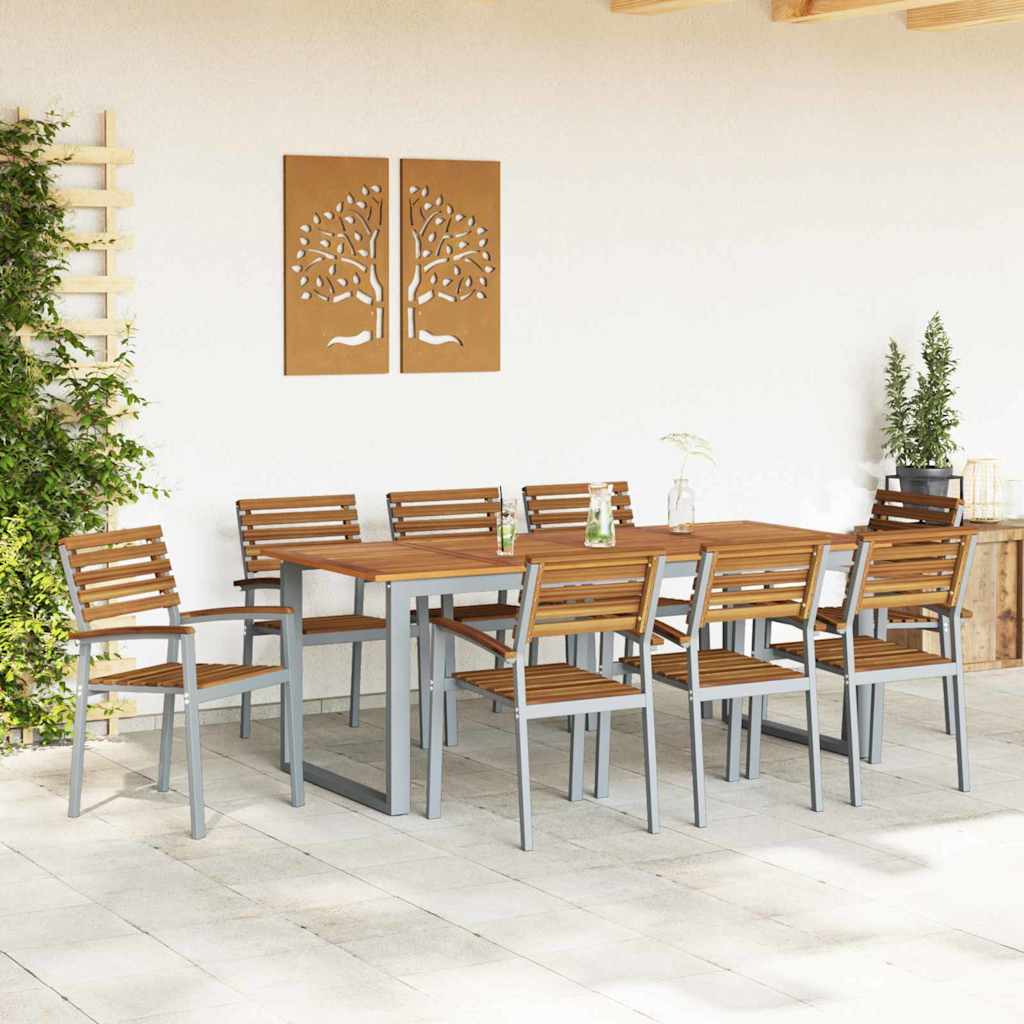 Tuinstoel 8 pcs Bruin 56 x 57 x 87 cm Massief Acaciahout is nu te koop bij PeponiXL, paradijselijk wonen!