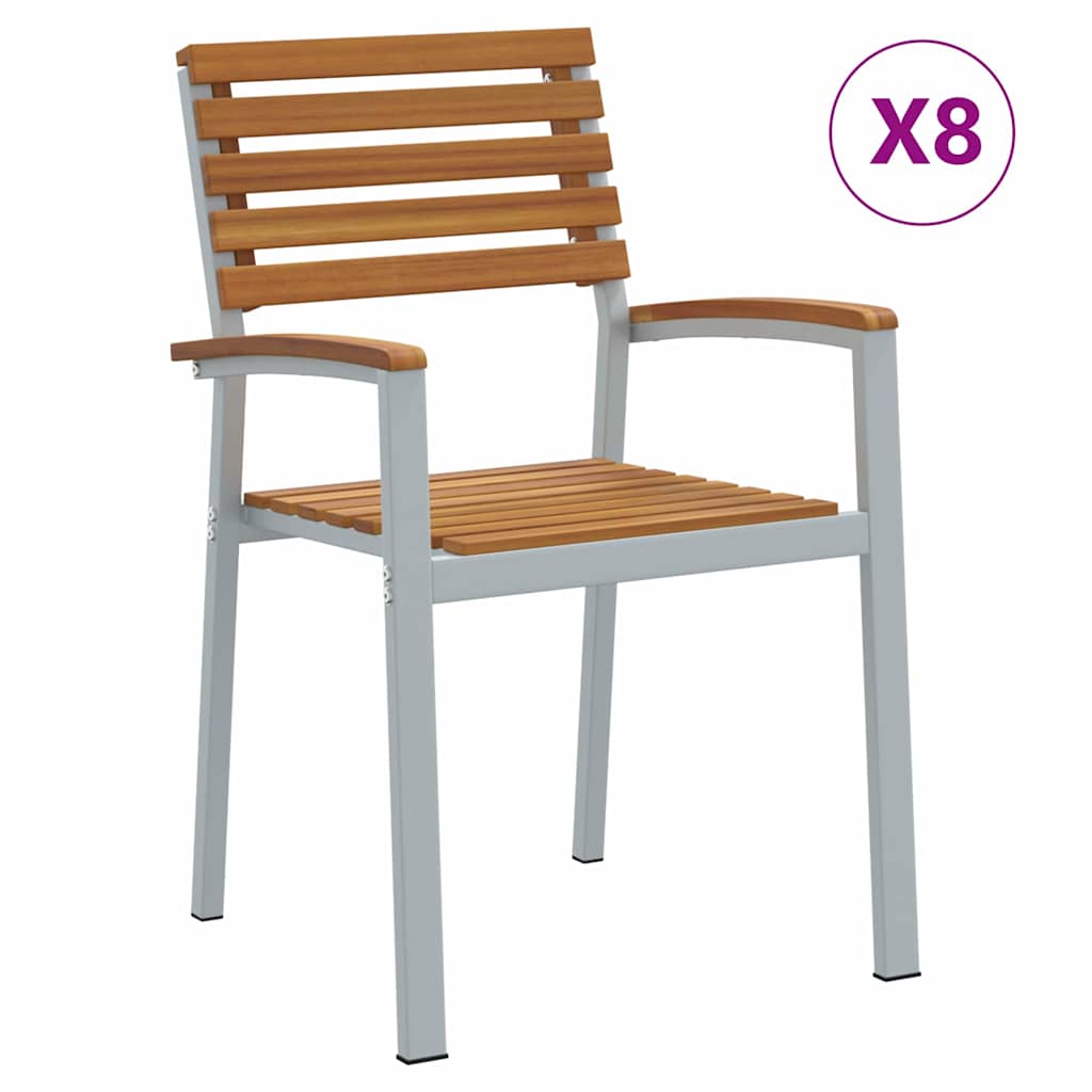 Tuinstoel 8 pcs Bruin 56 x 57 x 87 cm Massief Acaciahout is nu te koop bij PeponiXL, paradijselijk wonen!