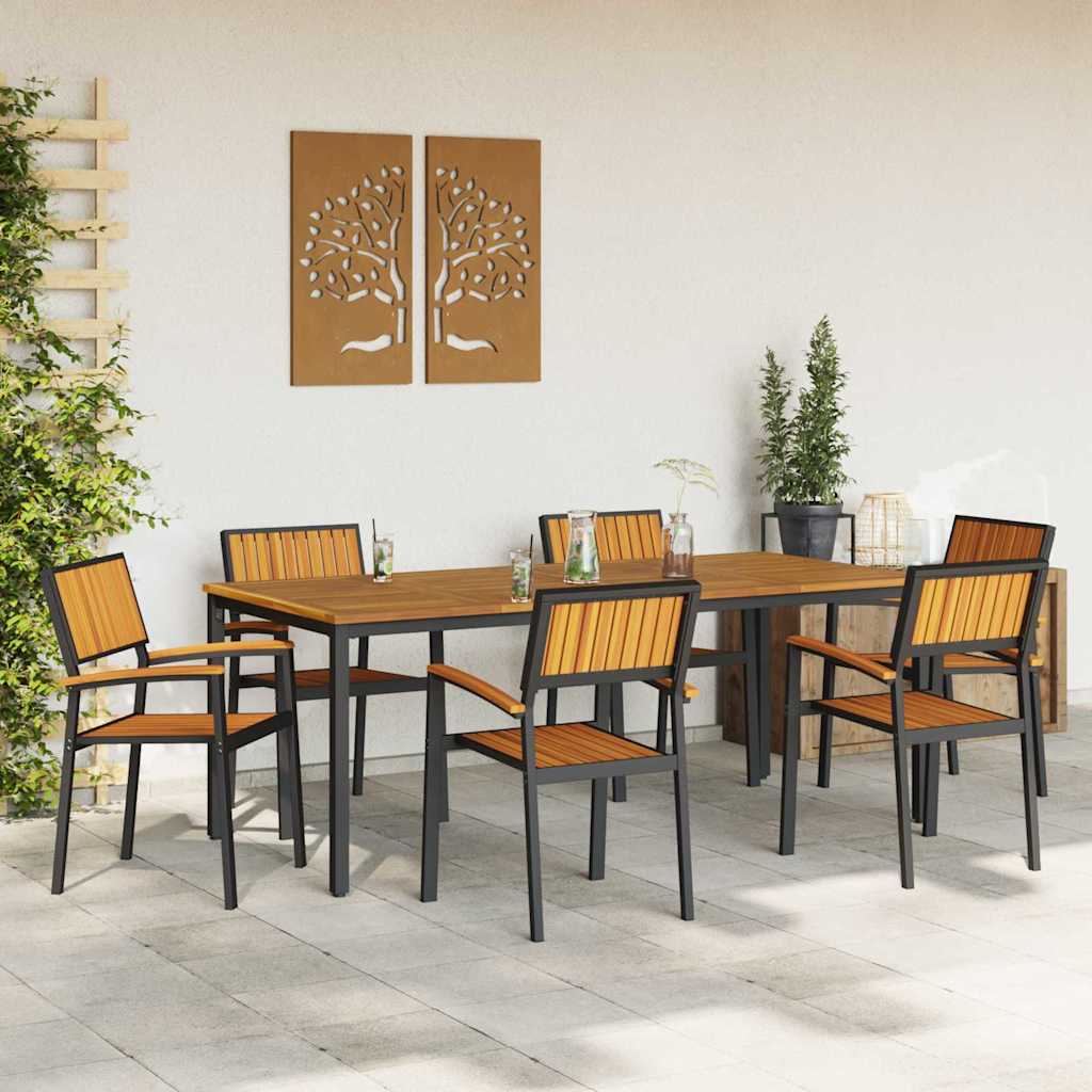 Stapelstoel 6 pcs Bruin 56 x 57 x 87 cm Massief Acaciahout is nu te koop bij PeponiXL, paradijselijk wonen!