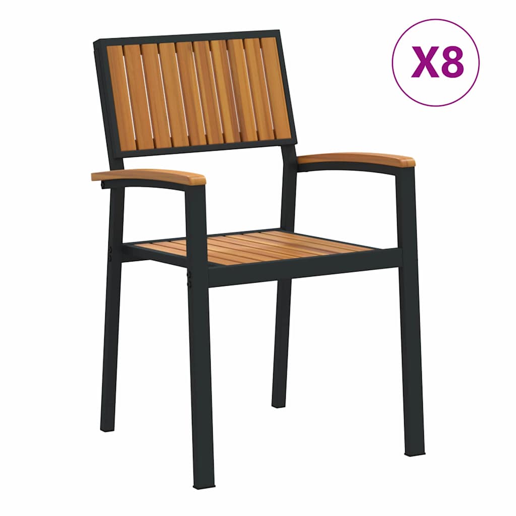 Stapelstoel 8 pcs Bruin 56 x 57 x 87 cm Massief Acaciahout is nu te koop bij PeponiXL, paradijselijk wonen!