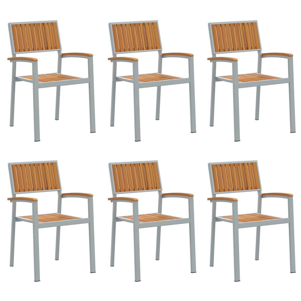 Stapelstoel 6 pcs Bruin 56 x 57 x 87 cm Massief Acaciahout is nu te koop bij PeponiXL, paradijselijk wonen!