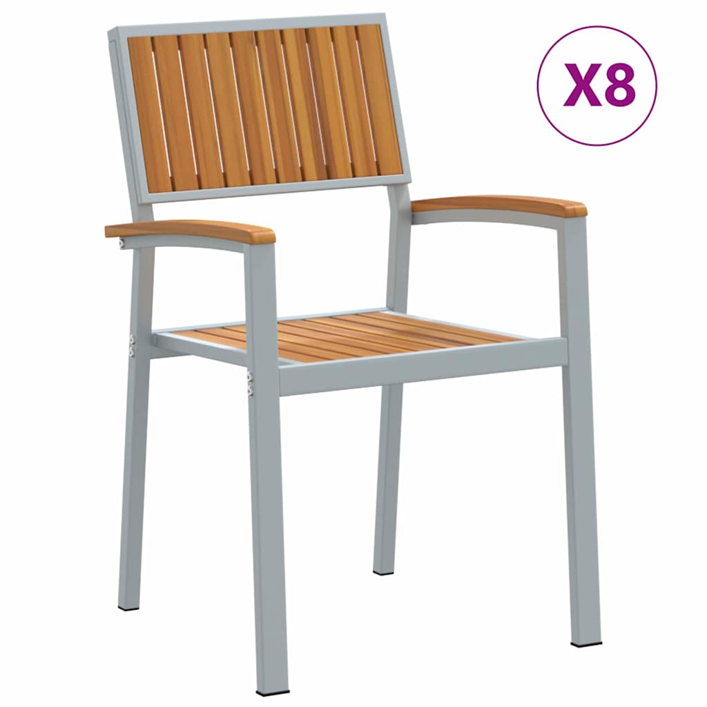Stapelstoel 8 pcs Bruin 56 x 57 x 87 cm Massief Acaciahout is nu te koop bij PeponiXL, paradijselijk wonen!