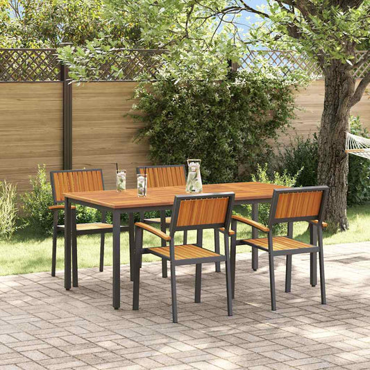 Tuin eettafelset 5 pcs Zwart Massief Acaciahout is nu te koop bij PeponiXL, paradijselijk wonen!