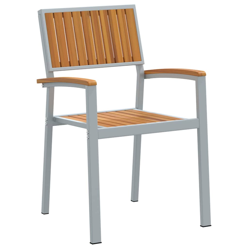 Tuin eettafelset 5 pcs Grijs Massief Acaciahout is nu te koop bij PeponiXL, paradijselijk wonen!