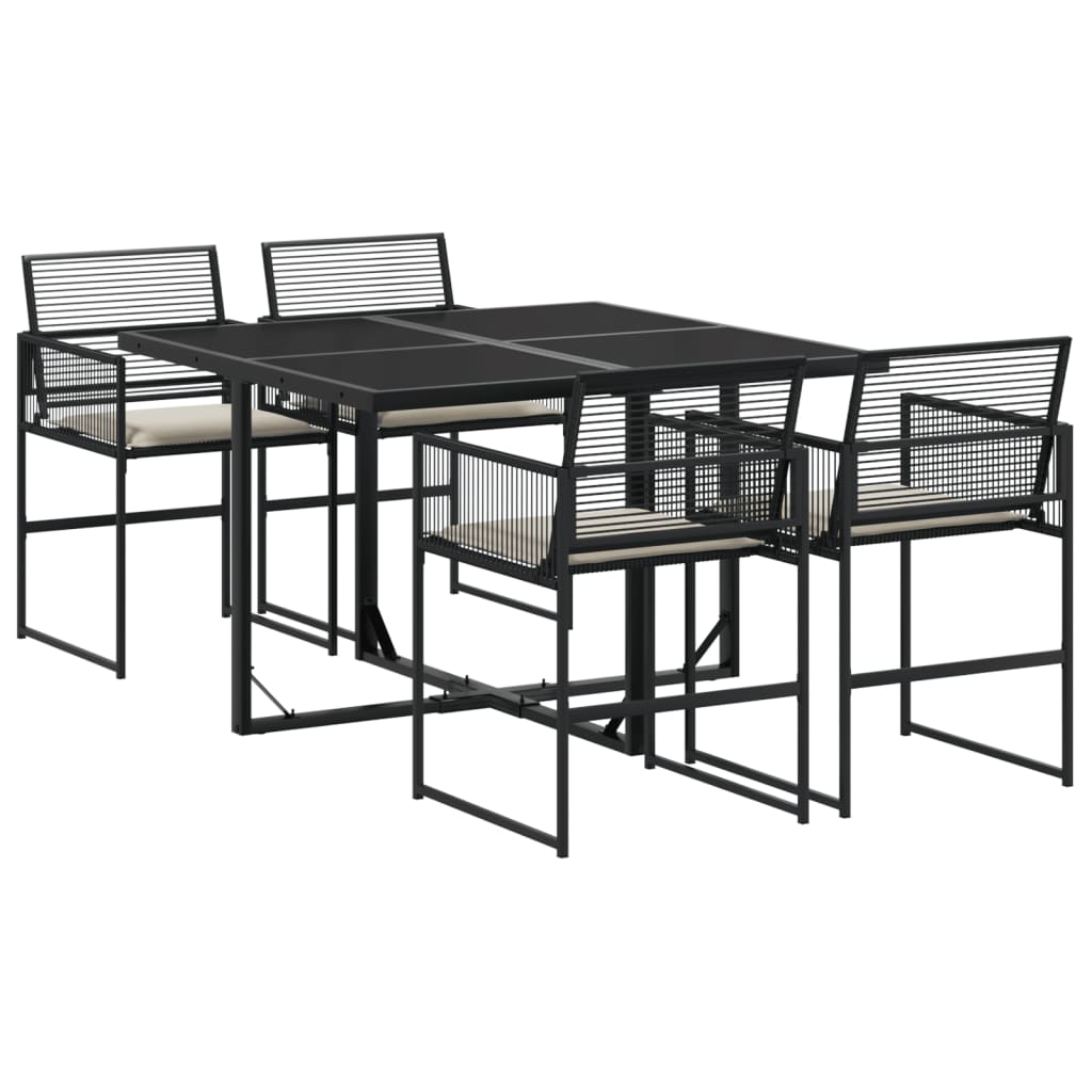 5-delige Tuinset met kussens poly rattan zwart is nu te koop bij PeponiXL, paradijselijk wonen!