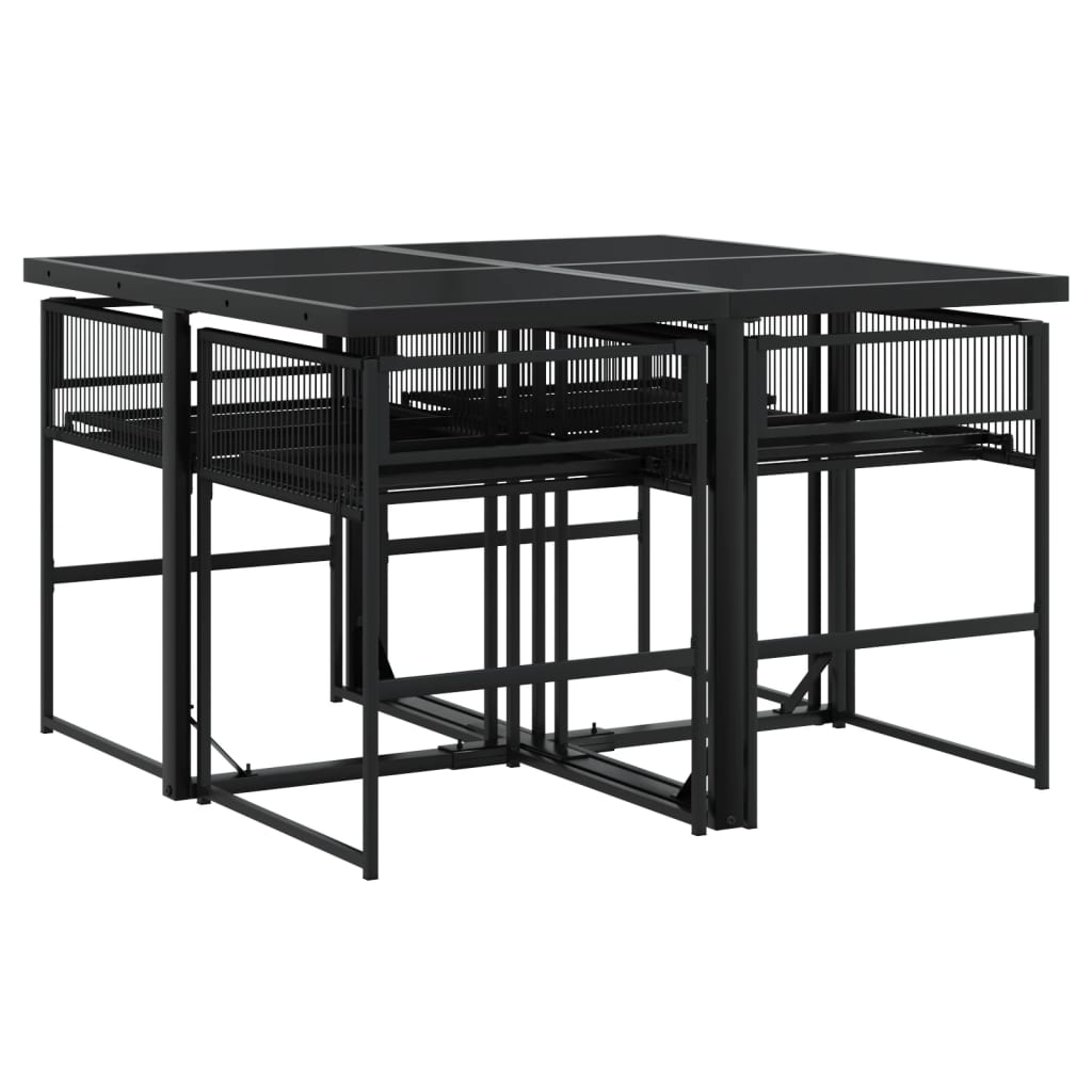 5-delige Tuinset met kussens poly rattan zwart is nu te koop bij PeponiXL, paradijselijk wonen!