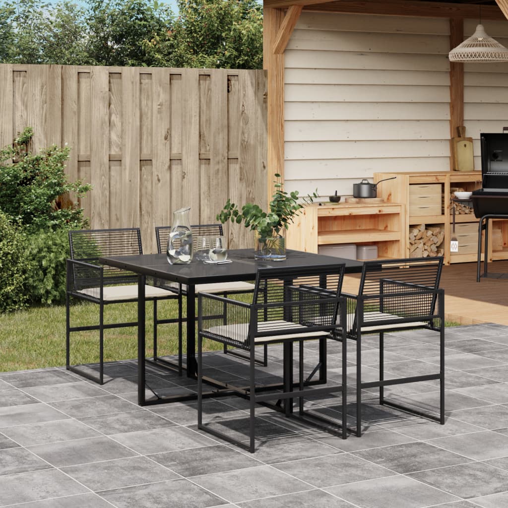 5-delige Tuinset met kussens poly rattan zwart is nu te koop bij PeponiXL, paradijselijk wonen!