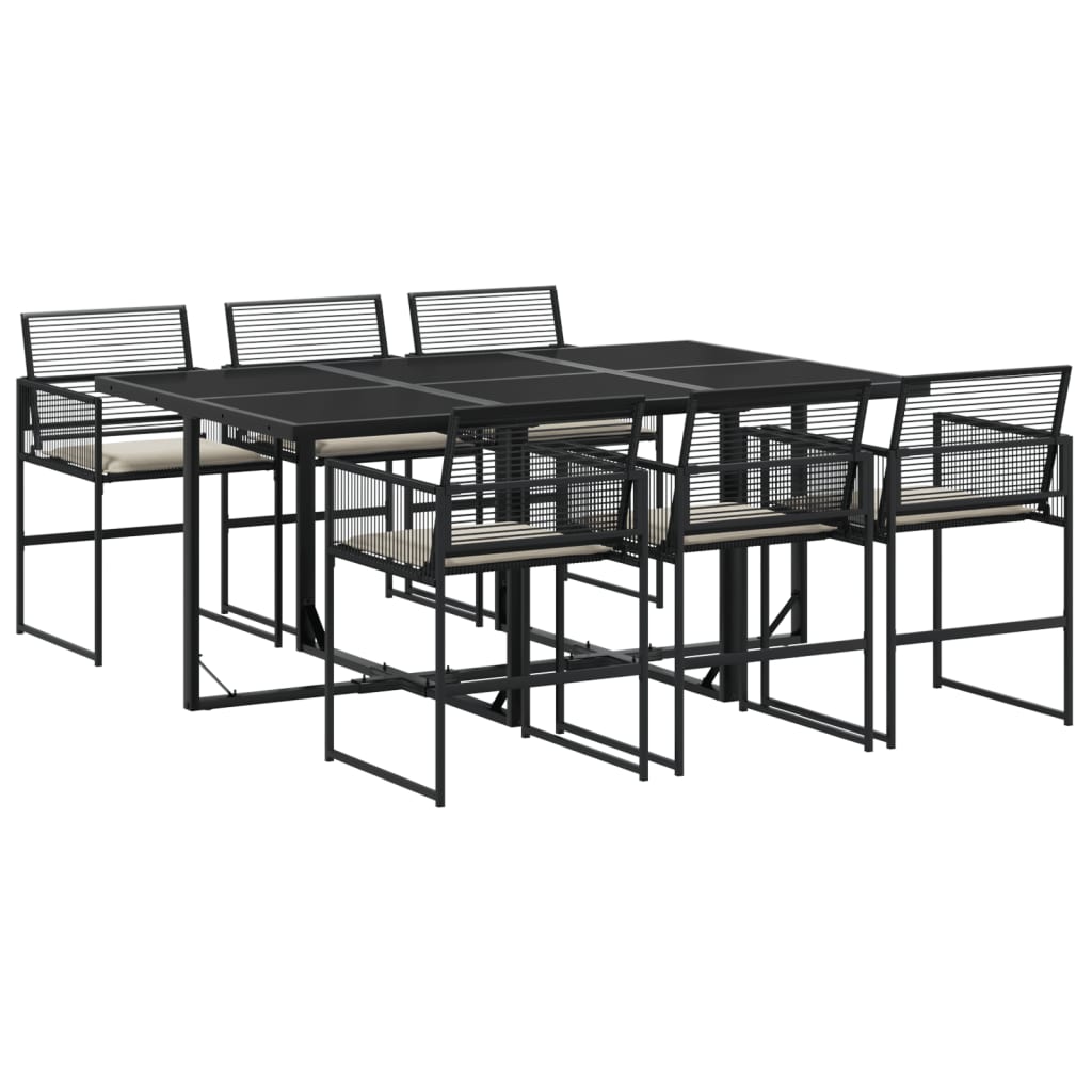 7-delige Tuinset met kussens poly rattan zwart is nu te koop bij PeponiXL, paradijselijk wonen!