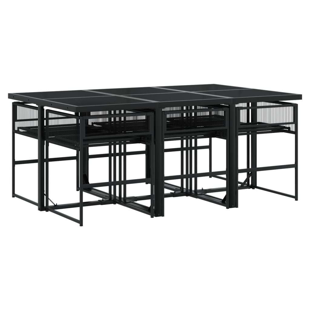 7-delige Tuinset met kussens poly rattan zwart is nu te koop bij PeponiXL, paradijselijk wonen!