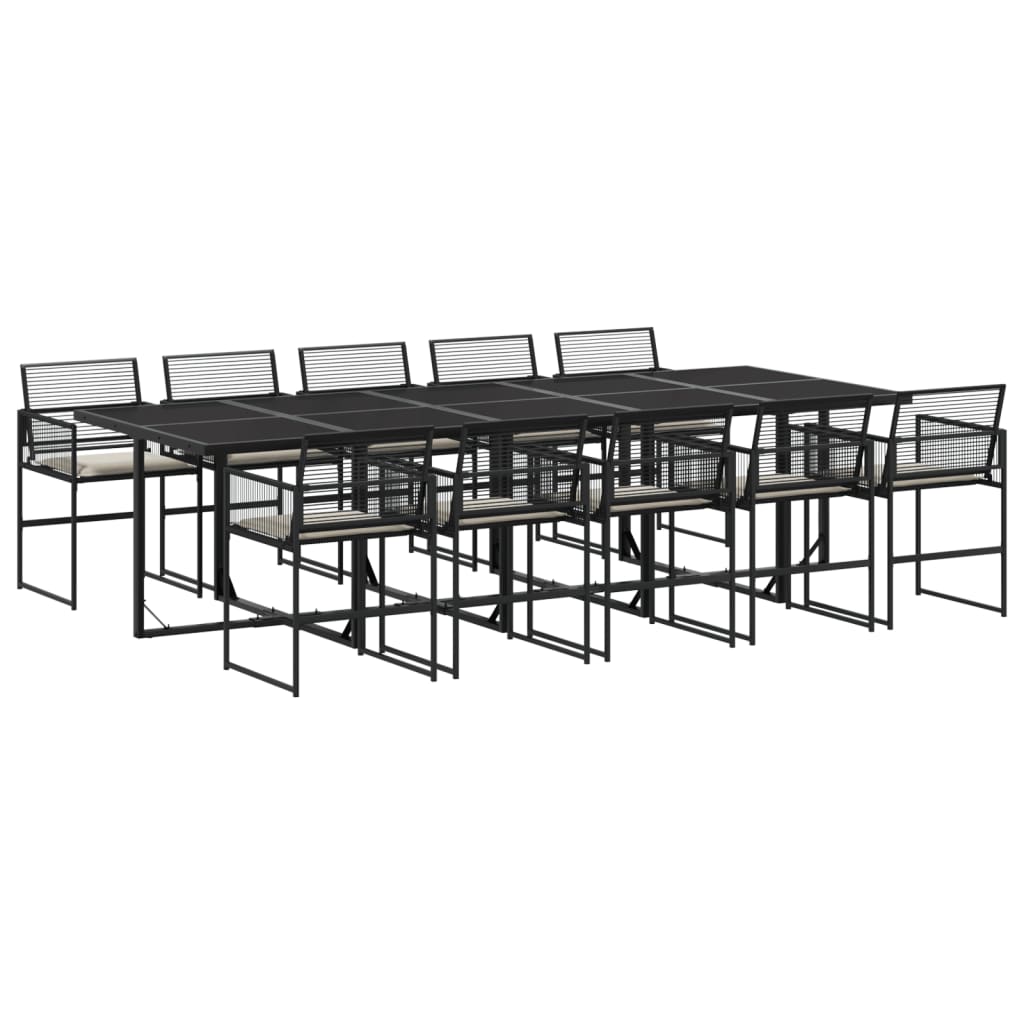 11-delige Tuinset met kussens poly rattan zwart is nu te koop bij PeponiXL, paradijselijk wonen!