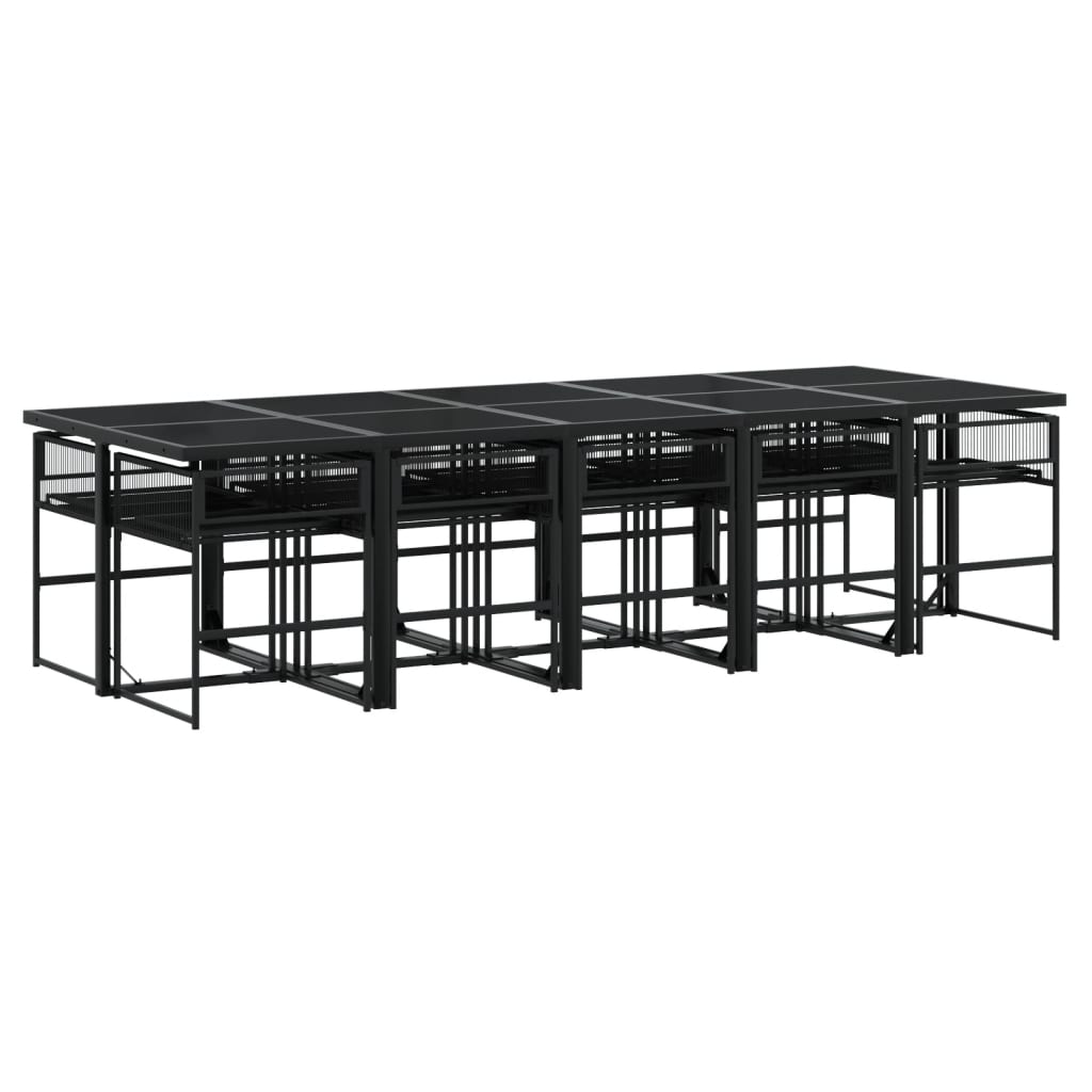 11-delige Tuinset met kussens poly rattan zwart is nu te koop bij PeponiXL, paradijselijk wonen!