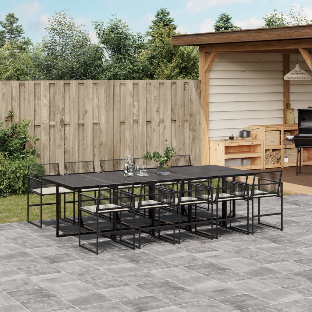11-delige Tuinset met kussens poly rattan zwart is nu te koop bij PeponiXL, paradijselijk wonen!