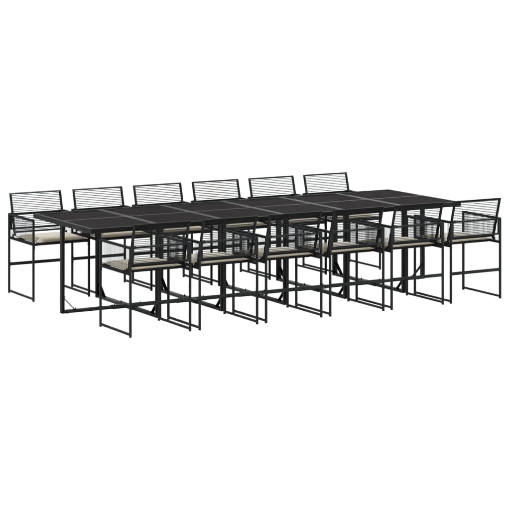13-delige Tuinset met kussens poly rattan zwart is nu te koop bij PeponiXL, paradijselijk wonen!