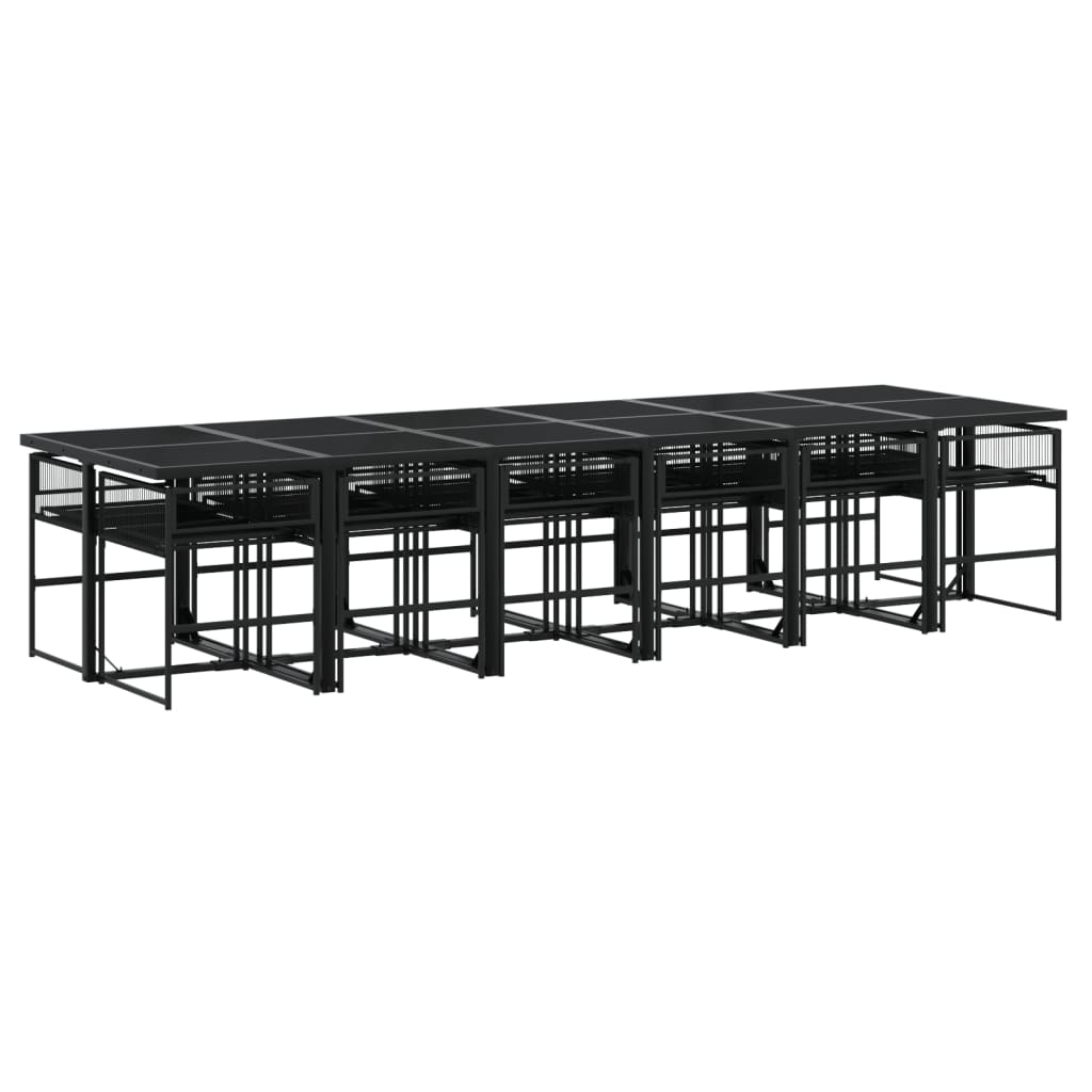 13-delige Tuinset met kussens poly rattan zwart is nu te koop bij PeponiXL, paradijselijk wonen!