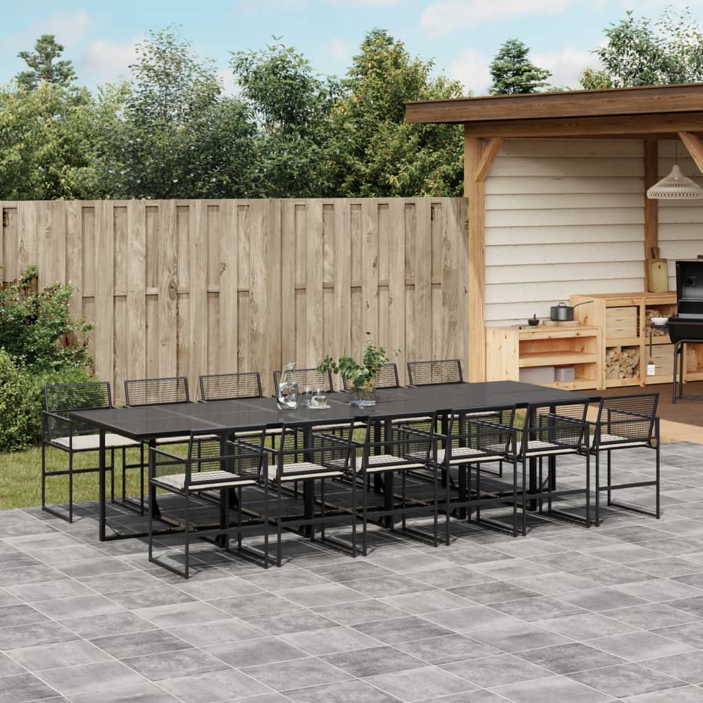 13-delige Tuinset met kussens poly rattan zwart is nu te koop bij PeponiXL, paradijselijk wonen!