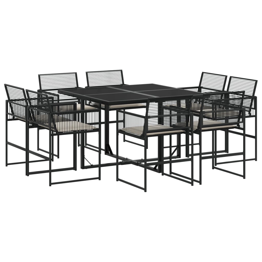 9-delige Tuinset poly rattan zwart is nu te koop bij PeponiXL, paradijselijk wonen!