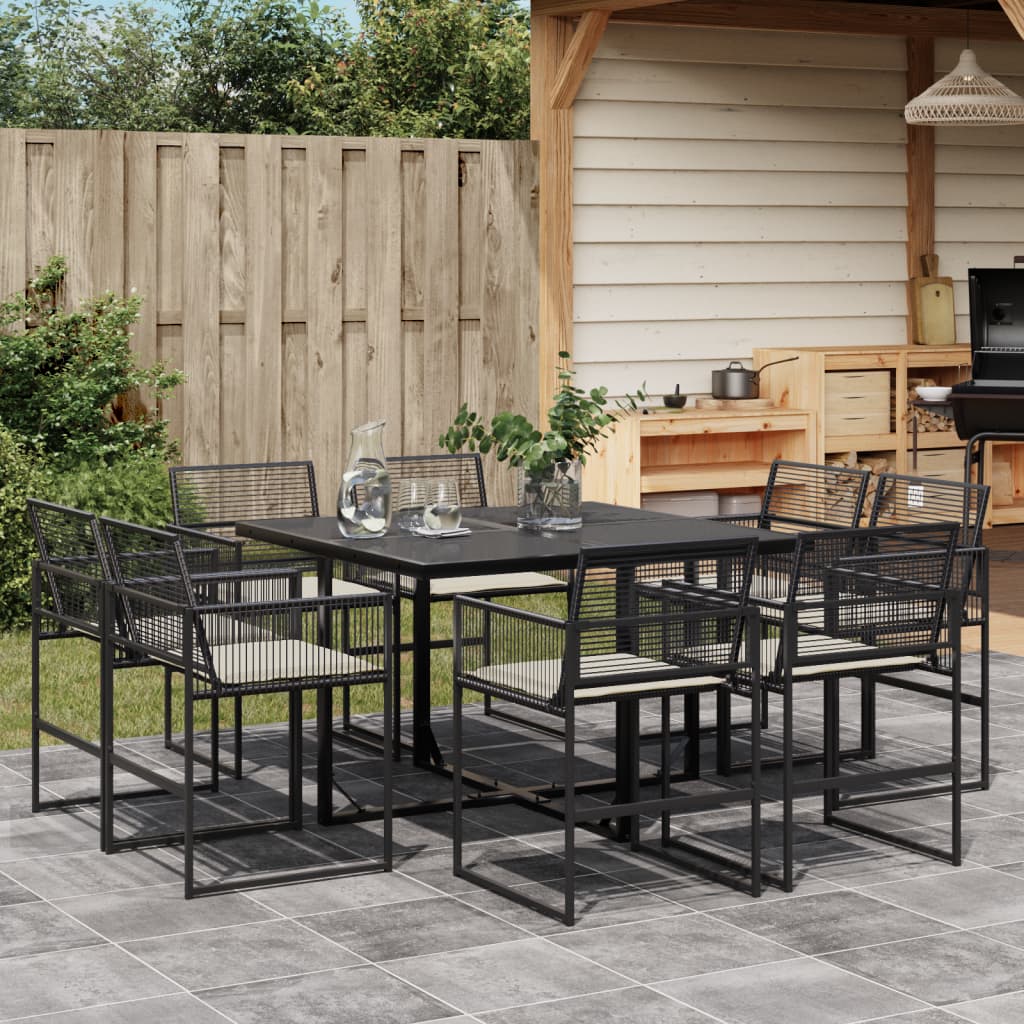 9-delige Tuinset poly rattan zwart is nu te koop bij PeponiXL, paradijselijk wonen!