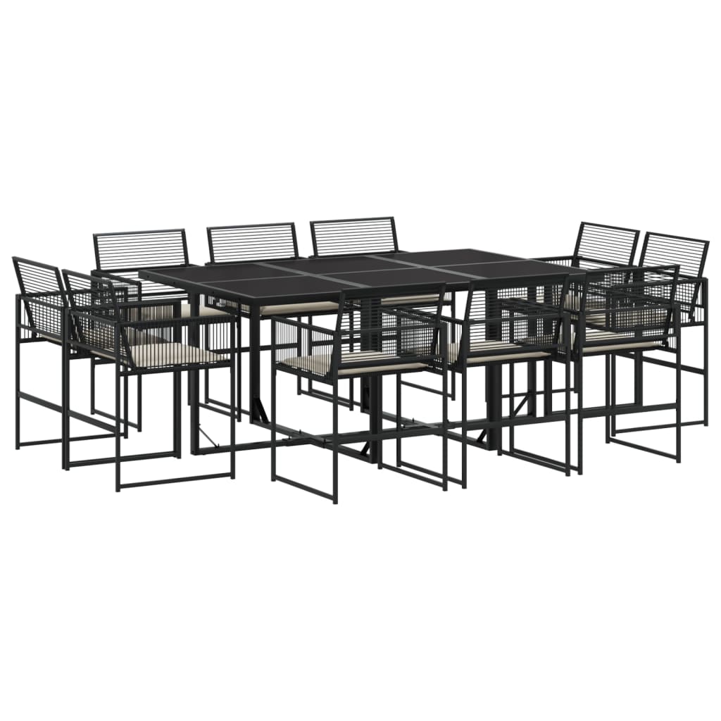 11-delige Tuinset met kussens poly rattan zwart is nu te koop bij PeponiXL, paradijselijk wonen!