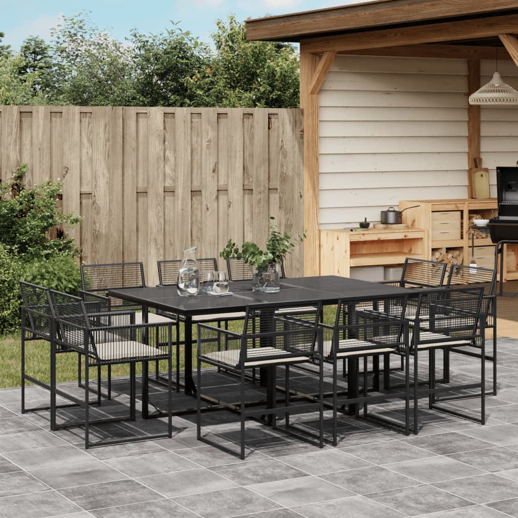 11-delige Tuinset met kussens poly rattan zwart is nu te koop bij PeponiXL, paradijselijk wonen!