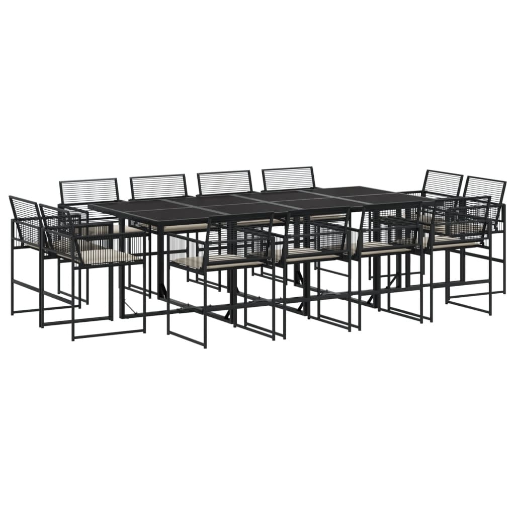 13-delige Tuinset met kussens poly rattan zwart is nu te koop bij PeponiXL, paradijselijk wonen!