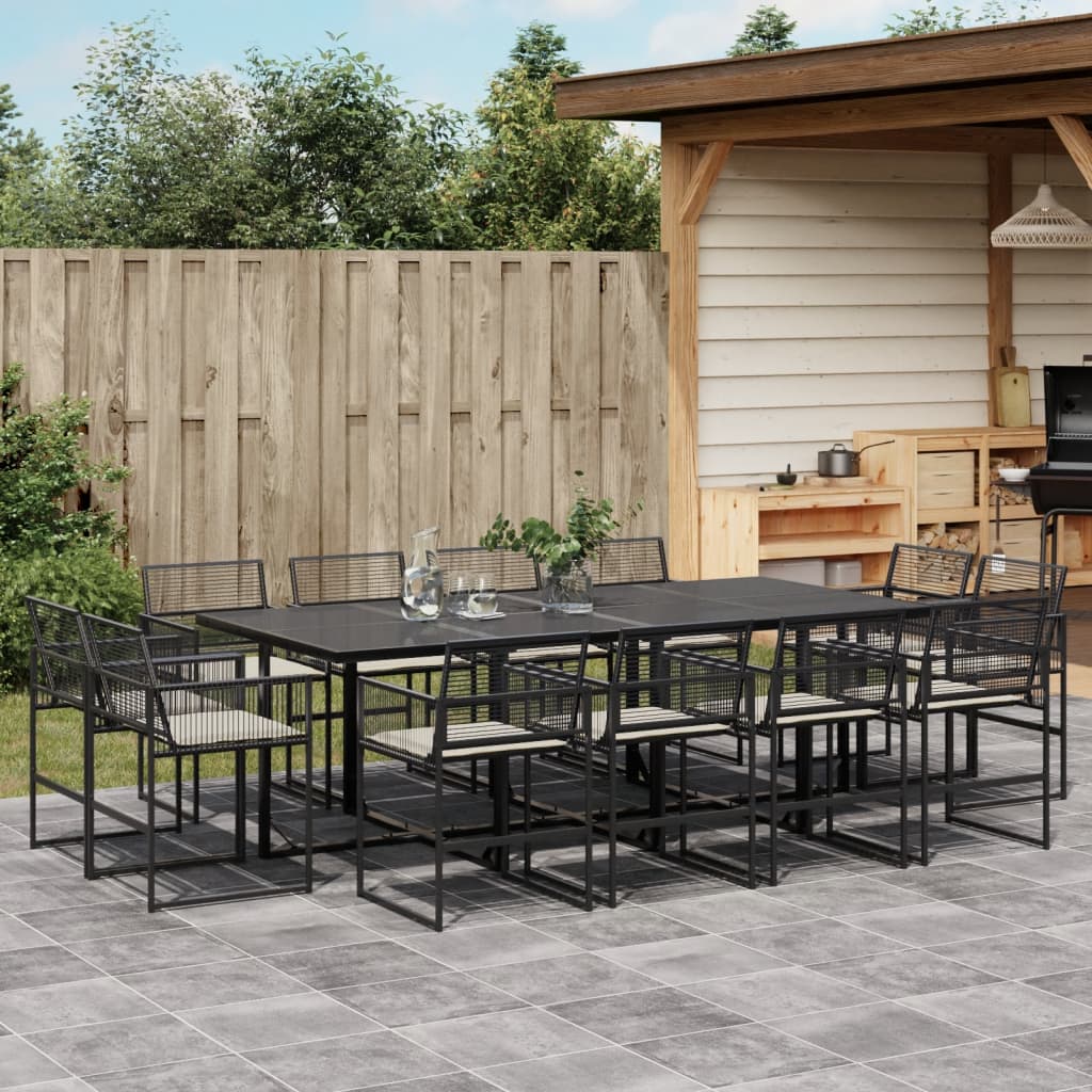 13-delige Tuinset met kussens poly rattan zwart is nu te koop bij PeponiXL, paradijselijk wonen!
