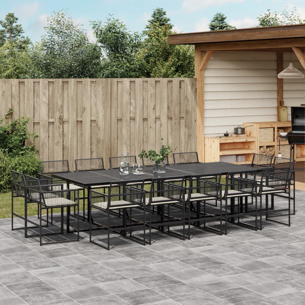 15-delige Tuinset met kussens poly rattan zwart is nu te koop bij PeponiXL, paradijselijk wonen!
