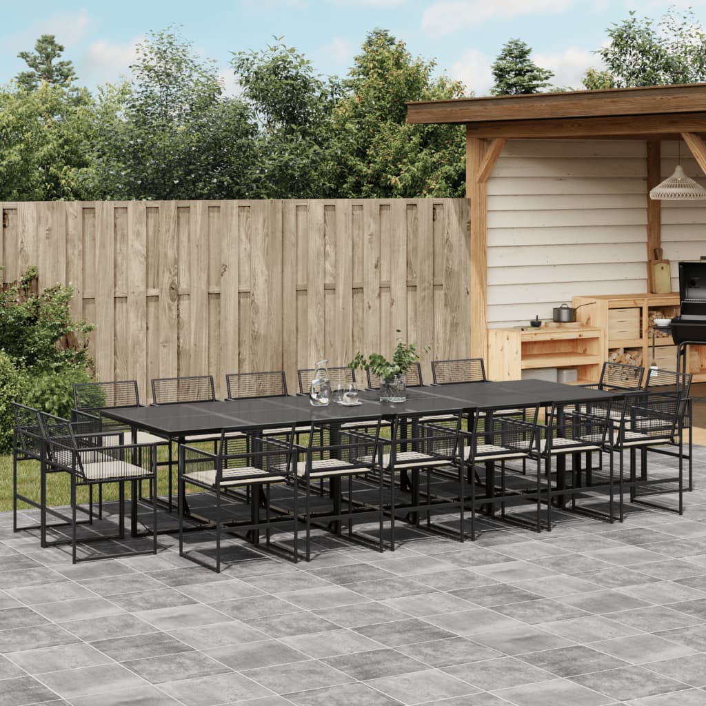 17-delige Tuinset met kussens poly rattan zwart is nu te koop bij PeponiXL, paradijselijk wonen!