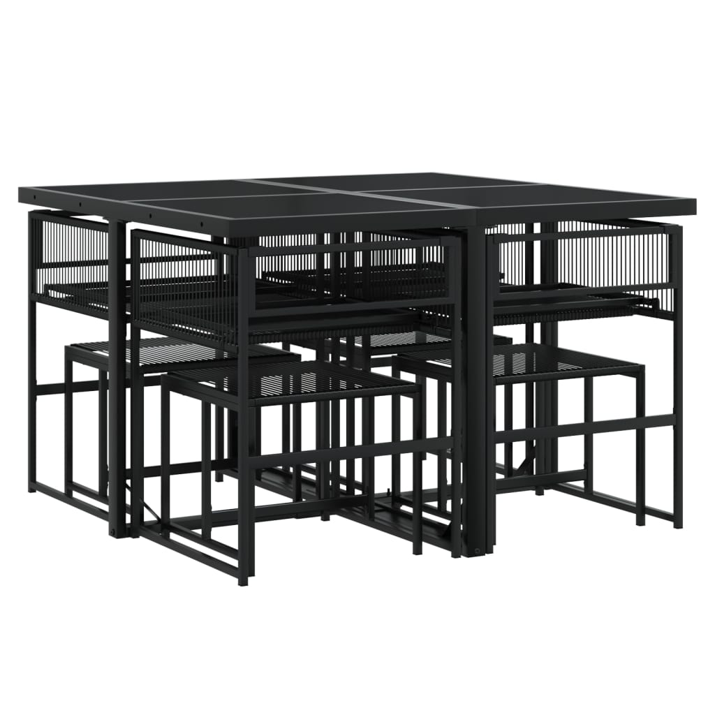 9-delige Tuinset poly rattan zwart is nu te koop bij PeponiXL, paradijselijk wonen!