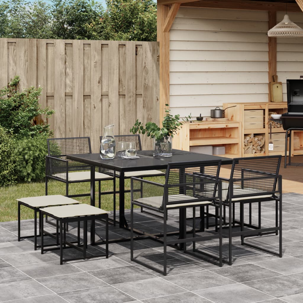 9-delige Tuinset poly rattan zwart is nu te koop bij PeponiXL, paradijselijk wonen!