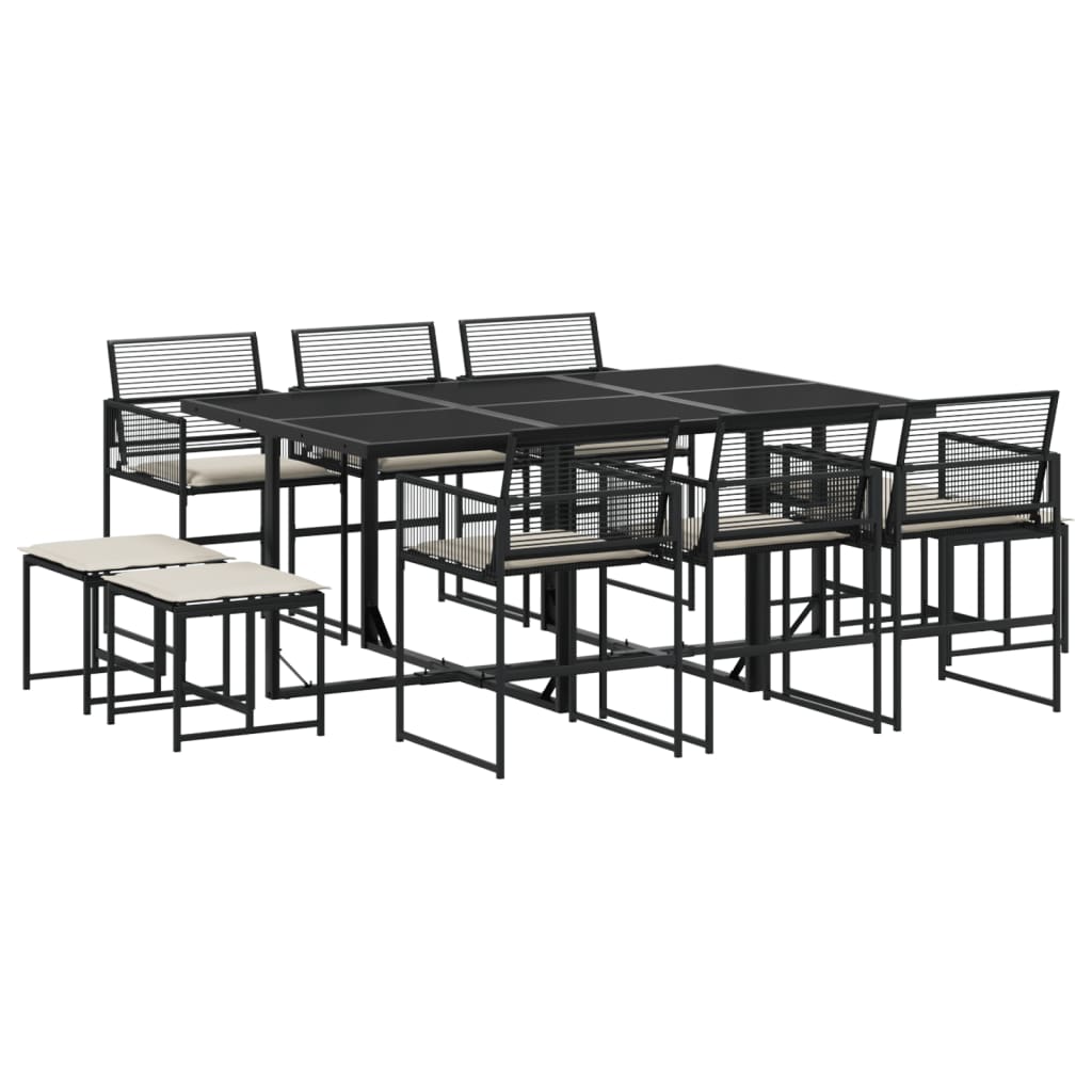 11-delige Tuinset met kussens poly rattan zwart is nu te koop bij PeponiXL, paradijselijk wonen!