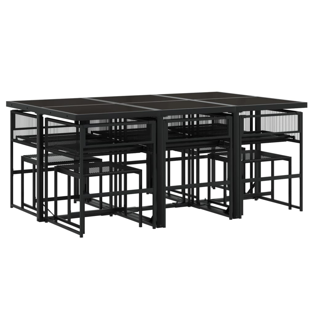 11-delige Tuinset met kussens poly rattan zwart is nu te koop bij PeponiXL, paradijselijk wonen!
