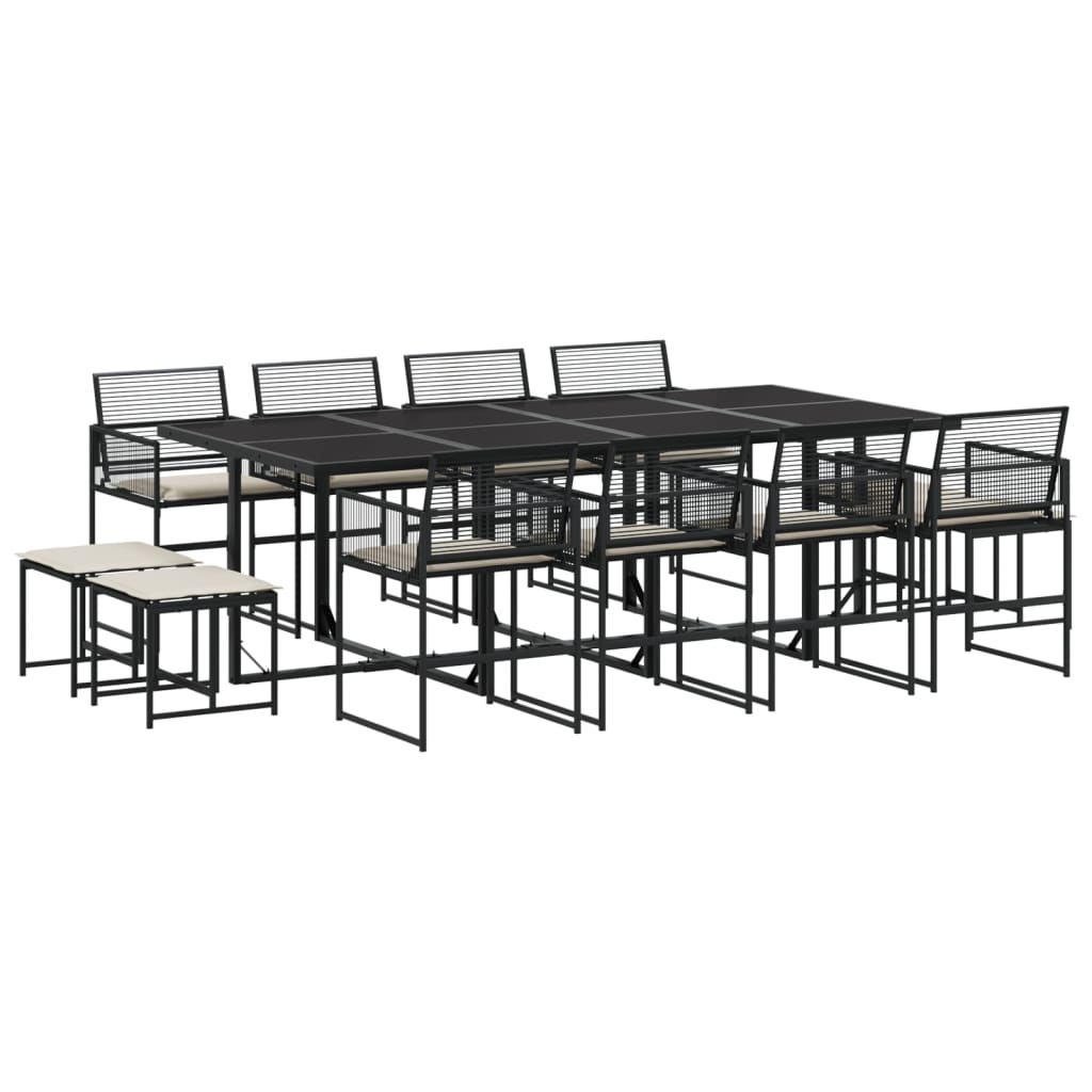 13-delige Tuinset met kussens poly rattan zwart is nu te koop bij PeponiXL, paradijselijk wonen!