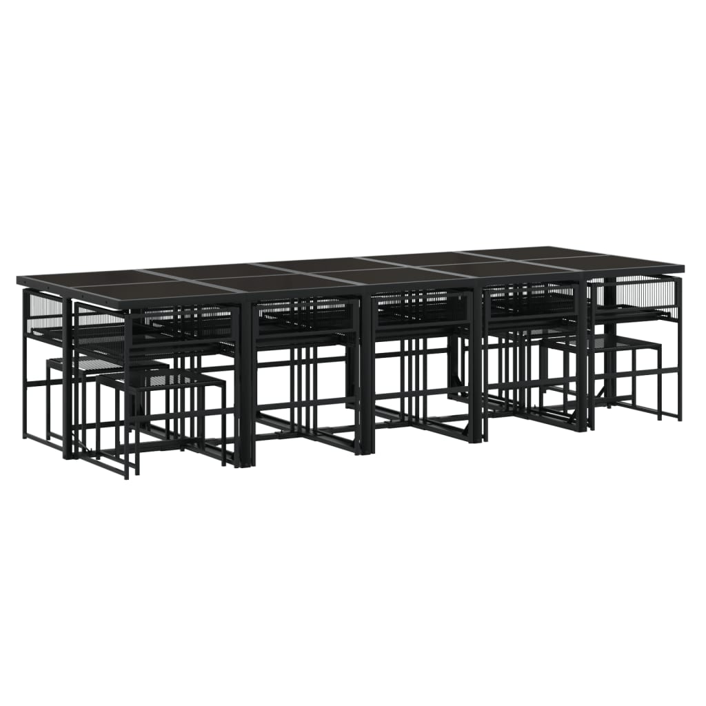 15-delige Tuinset met kussens poly rattan zwart is nu te koop bij PeponiXL, paradijselijk wonen!