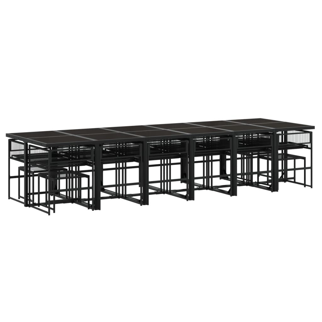 17-delige Tuinset met kussens poly rattan zwart is nu te koop bij PeponiXL, paradijselijk wonen!