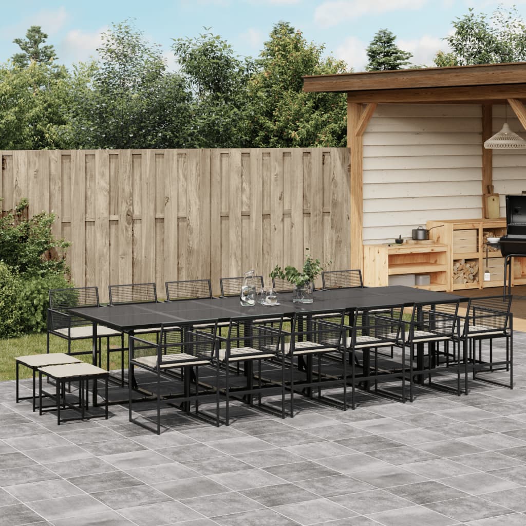 17-delige Tuinset met kussens poly rattan zwart is nu te koop bij PeponiXL, paradijselijk wonen!
