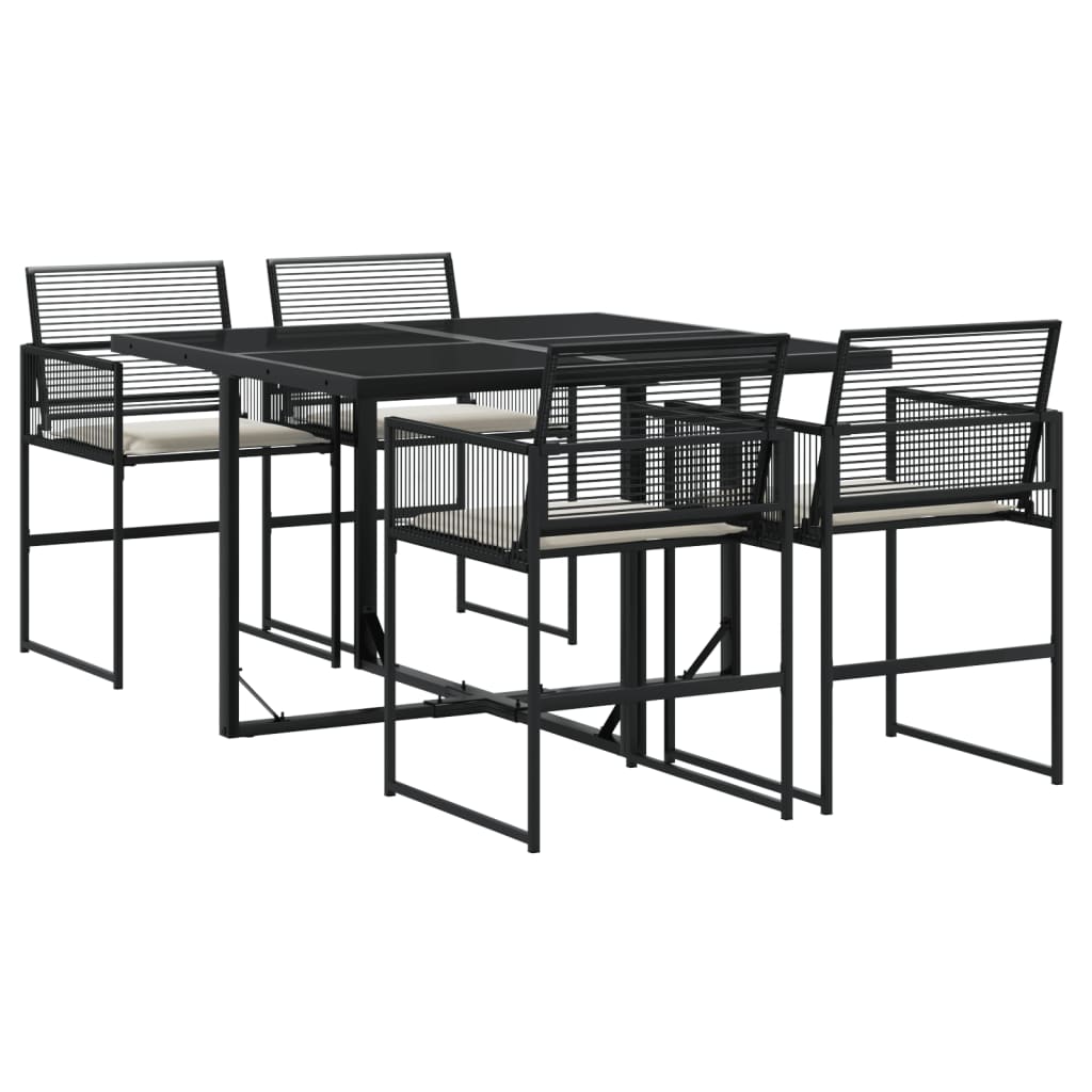 5-delige Tuinset met kussens poly rattan zwart is nu te koop bij PeponiXL, paradijselijk wonen!