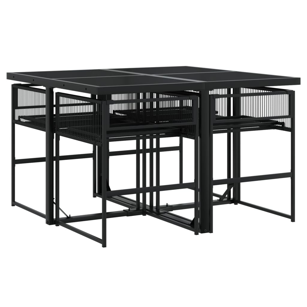 5-delige Tuinset met kussens poly rattan zwart is nu te koop bij PeponiXL, paradijselijk wonen!