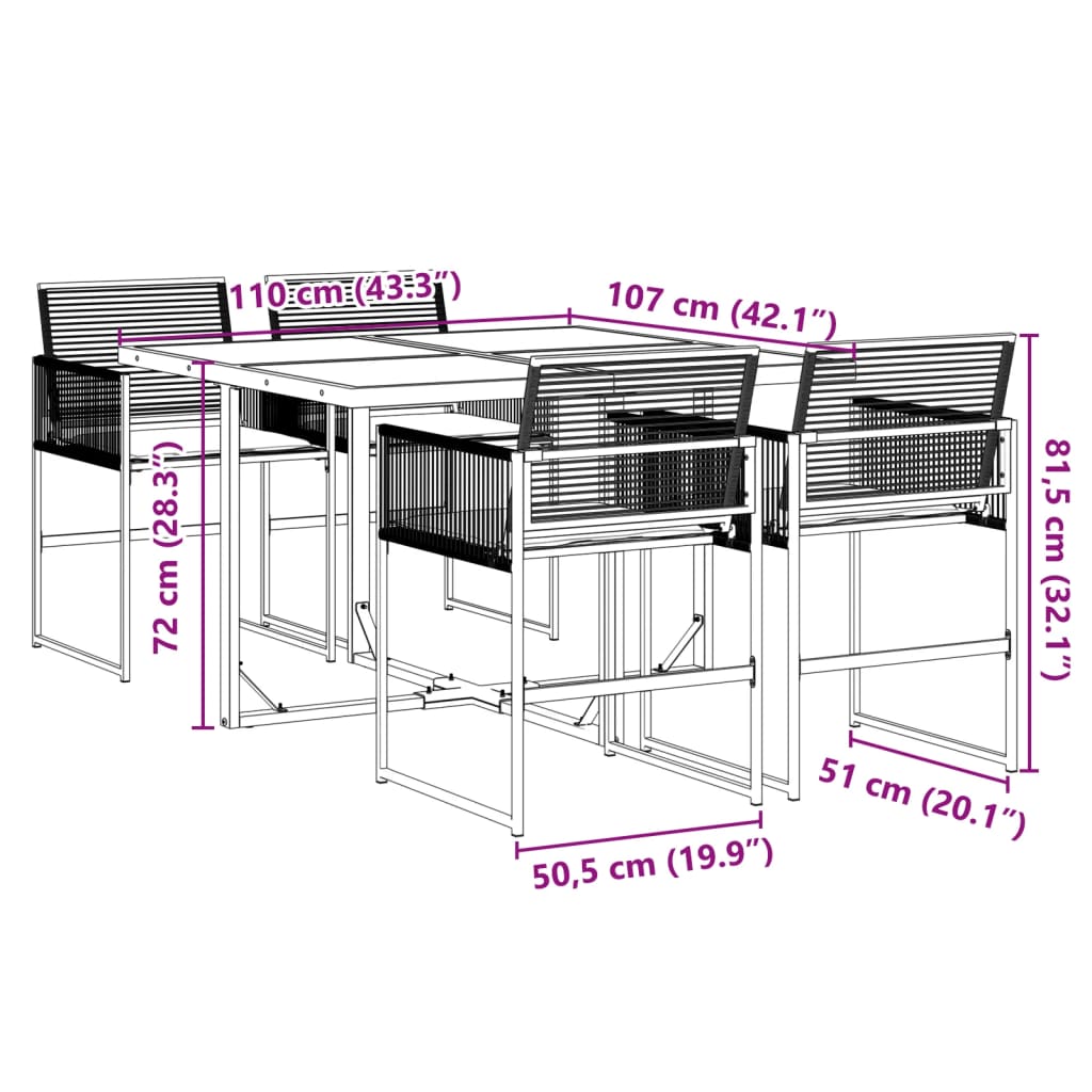 5-delige Tuinset met kussens poly rattan zwart is nu te koop bij PeponiXL, paradijselijk wonen!